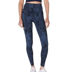 Women's Sweaty Betty Superior Soft Leggings Navy Blue Spray Dye Super Sculpt M